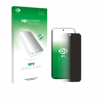 Face avant d’un emballage produit avec le logo de la marque upscreen. À côté, l’appareil Xiaomi 17 Pro Max est représenté avec