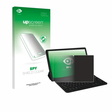 Face avant d’un emballage produit avec le logo de la marque upscreen. À côté, l’appareil Laptok LAPA7LBK 11