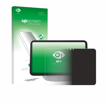 Face avant d’un emballage produit avec le logo de la marque upscreen. À côté, l’appareil Amazon Echo Show 11 2025 est représen