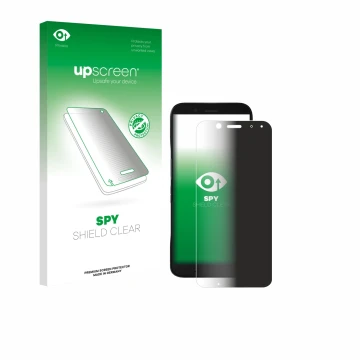 Face avant d’un emballage produit avec le logo de la marque upscreen. À côté, l’appareil Datalogic Memor 17 HC est représenté 