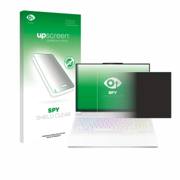 Face avant d’un emballage produit avec le logo de la marque upscreen. À côté, l’appareil Lenovo Legion 7i Gen 10 16