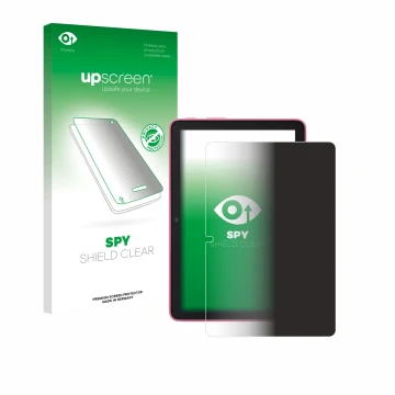 Face avant d’un emballage produit avec le logo de la marque upscreen. À côté, l’appareil Amazon Fire HD 8 2024 est représenté 