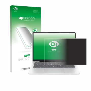 Face avant d’un emballage produit avec le logo de la marque upscreen. À côté, l’appareil HP OmniBook 5 14 est représenté avec 