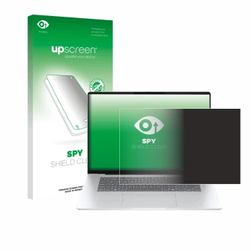 Face avant d’un emballage produit avec le logo de la marque upscreen. À côté, l’appareil HP OmniBook 5 16 est représenté avec 