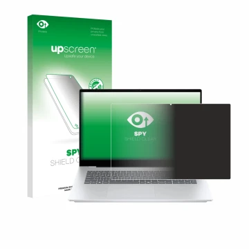 Face avant d’un emballage produit avec le logo de la marque upscreen. À côté, l’appareil HP OmniBook 7 17-dc est représenté av