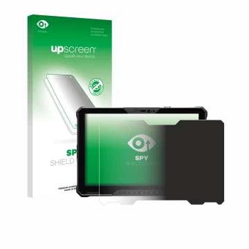 Face avant d’un emballage produit avec le logo de la marque upscreen. À côté, l’appareil Dell Pro Rugged 12 RA02260 est représ