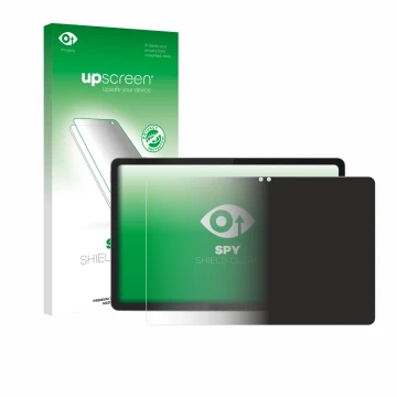 Face avant d’un emballage produit avec le logo de la marque upscreen. À côté, l’appareil Lenovo Idea Tab 11