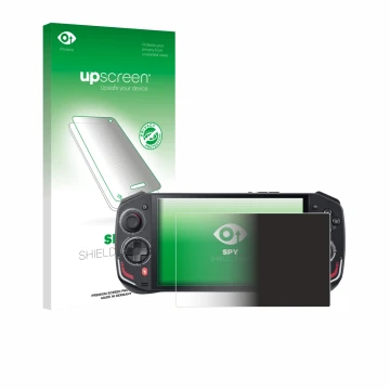 Face avant d’un emballage produit avec le logo de la marque upscreen. À côté, l’appareil Acer Nitro Blaze 7 est représenté ave