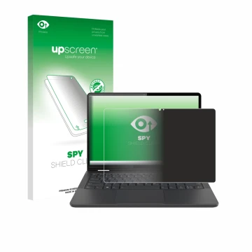 Face avant d’un emballage produit avec le logo de la marque upscreen. À côté, l’appareil Lenovo 13w Yoga Gen 2 est représenté 