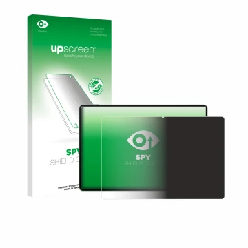 Face avant d’un emballage produit avec le logo de la marque upscreen. À côté, l’appareil Huawei MatePad Pro 12.2