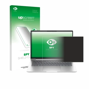 Face avant d’un emballage produit avec le logo de la marque upscreen. À côté, l’appareil HP ProBook 4 G1a 14