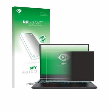 Face avant d’un emballage produit avec le logo de la marque upscreen. À côté, l’appareil Gigabyte G6 2023 est représenté avec 