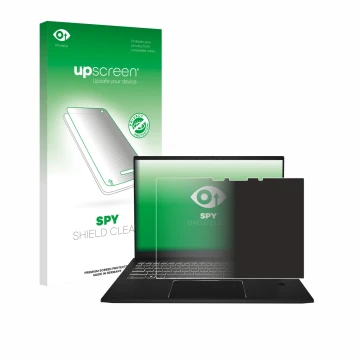 Face avant d’un emballage produit avec le logo de la marque upscreen. À côté, l’appareil MSI Summit A16 AI+ est représenté ave