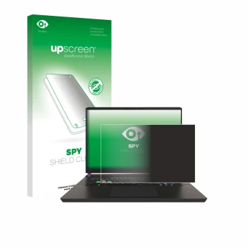 Face avant d’un emballage produit avec le logo de la marque upscreen. À côté, l’appareil MSI Vector 17 HX est représenté avec 