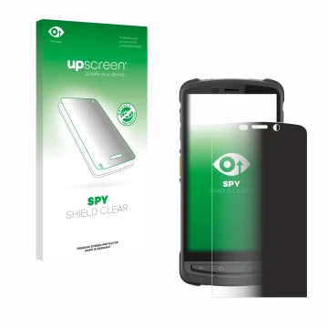 Face avant d’un emballage produit avec le logo de la marque upscreen. À côté, l’appareil Newland MT9055 Orca III est représent