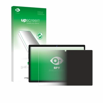 Face avant d’un emballage produit avec le logo de la marque upscreen. À côté, l’appareil Biegedy B29 10.1