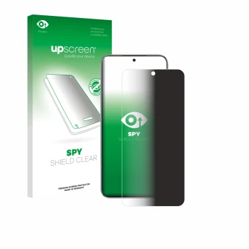 Face avant d’un emballage produit avec le logo de la marque upscreen. À côté, l’appareil Honor X70 est représenté avec la prot