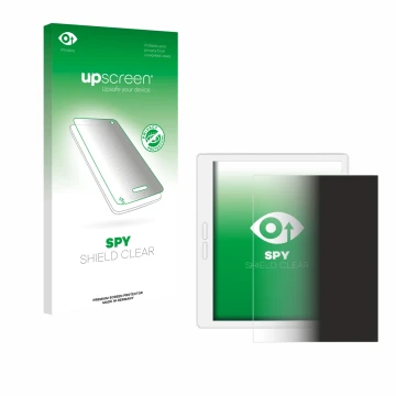 Face avant d’un emballage produit avec le logo de la marque upscreen. À côté, l’appareil Bigme B751C-S est représenté avec la 