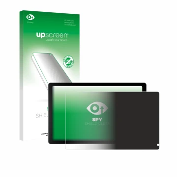 Face avant d’un emballage produit avec le logo de la marque upscreen. À côté, l’appareil Laptok KB1001 10.1
