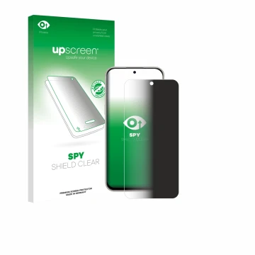 Face avant d’un emballage produit avec le logo de la marque upscreen. À côté, l’appareil Nubia V80 Pro est représenté avec la 