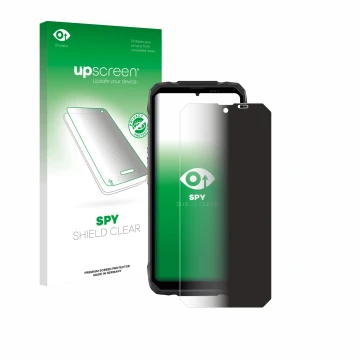 Face avant d’un emballage produit avec le logo de la marque upscreen. À côté, l’appareil Blackview Rock 1 est représenté avec 