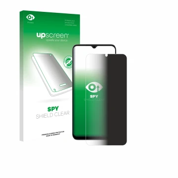 Face avant d’un emballage produit avec le logo de la marque upscreen. À côté, l’appareil Doogee Note 56X est représenté avec l