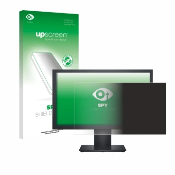 Face avant d’un emballage produit avec le logo de la marque upscreen. À côté, l’appareil Dell E1920H est représenté avec la pr
