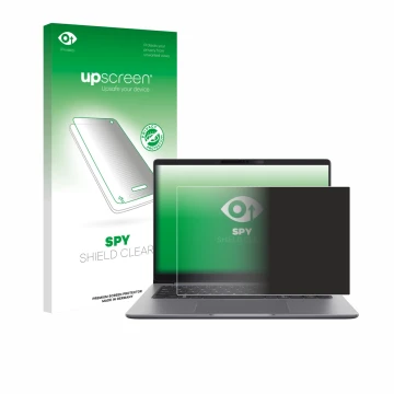 Face avant d’un emballage produit avec le logo de la marque upscreen. À côté, l’appareil ASUS ExpertBook P5 G2 est représenté 