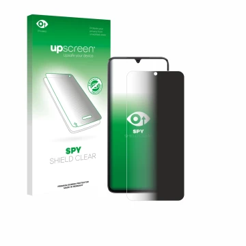 Face avant d’un emballage produit avec le logo de la marque upscreen. À côté, l’appareil Cubot A40 est représenté avec la prot