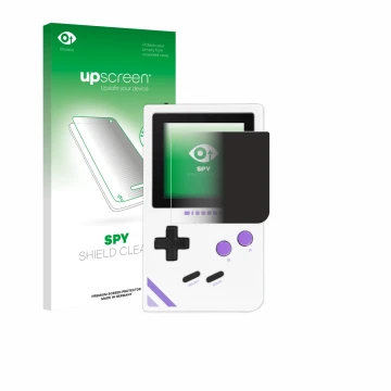 Face avant d’un emballage produit avec le logo de la marque upscreen. À côté, l’appareil Modretro Chromatic est représenté ave