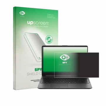 Face avant d’un emballage produit avec le logo de la marque upscreen. À côté, l’appareil HP EliteBook 250RT G9 est représenté 