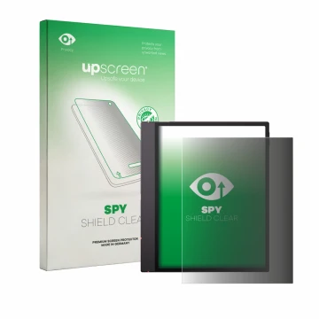 Face avant d’un emballage produit avec le logo de la marque upscreen. À côté, l’appareil Boox Note Air 6 C est représenté avec