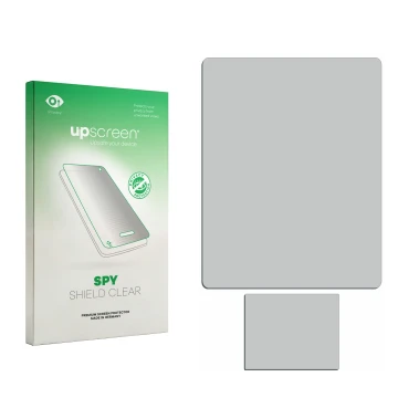 Face avant d’un emballage produit avec le logo de la marque upscreen. À côté se trouve la protection d’écran correspondante.