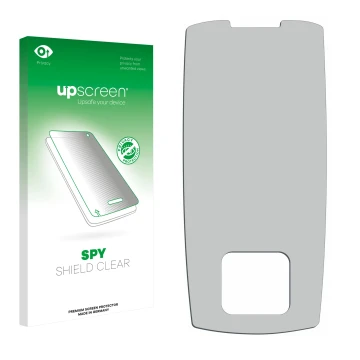 Face avant d’un emballage produit avec le logo de la marque upscreen. À côté se trouve la protection d’écran correspondante.