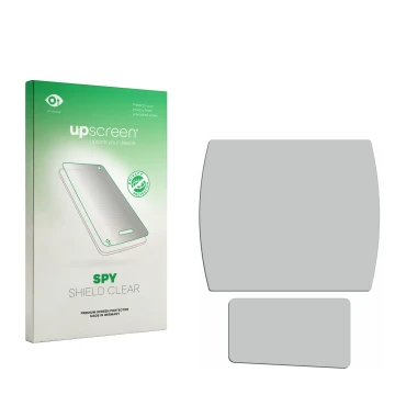 Face avant d’un emballage produit avec le logo de la marque upscreen. À côté se trouve la protection d’écran correspondante.