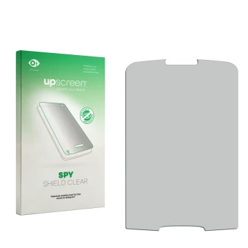 Face avant d’un emballage produit avec le logo de la marque upscreen. À côté se trouve la protection d’écran correspondante.