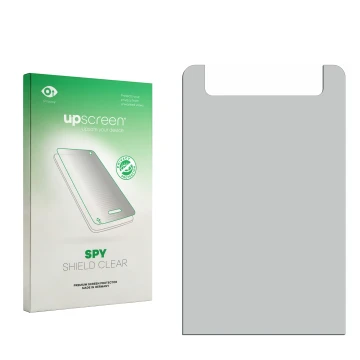 Face avant d’un emballage produit avec le logo de la marque upscreen. À côté se trouve la protection d’écran correspondante.