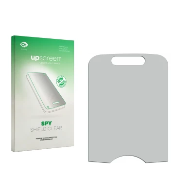 Face avant d’un emballage produit avec le logo de la marque upscreen. À côté se trouve la protection d’écran correspondante.