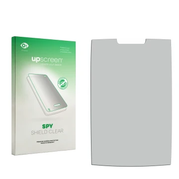 Face avant d’un emballage produit avec le logo de la marque upscreen. À côté se trouve la protection d’écran correspondante.