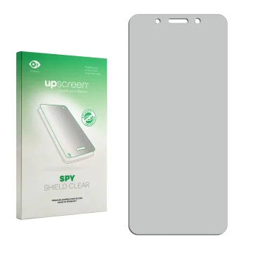 Face avant d’un emballage produit avec le logo de la marque upscreen. À côté se trouve la protection d’écran correspondante.