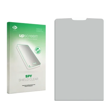 Face avant d’un emballage produit avec le logo de la marque upscreen. À côté se trouve la protection d’écran correspondante.