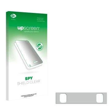 Face avant d’un emballage produit avec le logo de la marque upscreen. À côté se trouve la protection d’écran correspondante.