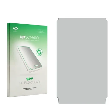 Face avant d’un emballage produit avec le logo de la marque upscreen. À côté se trouve la protection d’écran correspondante.