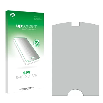 Face avant d’un emballage produit avec le logo de la marque upscreen. À côté se trouve la protection d’écran correspondante.