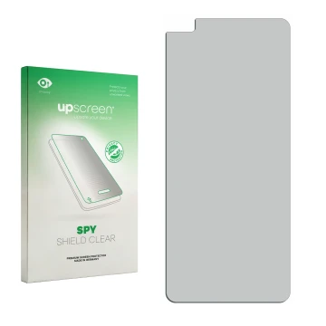Face avant d’un emballage produit avec le logo de la marque upscreen. À côté se trouve la protection d’écran correspondante.