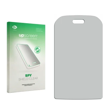 Face avant d’un emballage produit avec le logo de la marque upscreen. À côté se trouve la protection d’écran correspondante.