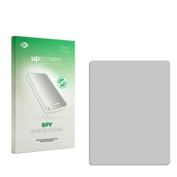 Face avant d’un emballage produit avec le logo de la marque upscreen. À côté se trouve la protection d’écran correspondante.