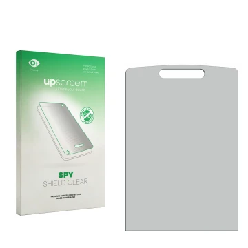 Face avant d’un emballage produit avec le logo de la marque upscreen. À côté se trouve la protection d’écran correspondante.