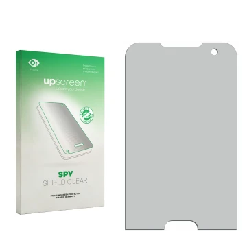 Face avant d’un emballage produit avec le logo de la marque upscreen. À côté se trouve la protection d’écran correspondante.