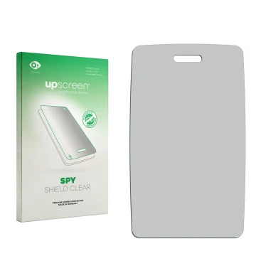 Face avant d’un emballage produit avec le logo de la marque upscreen. À côté se trouve la protection d’écran correspondante.